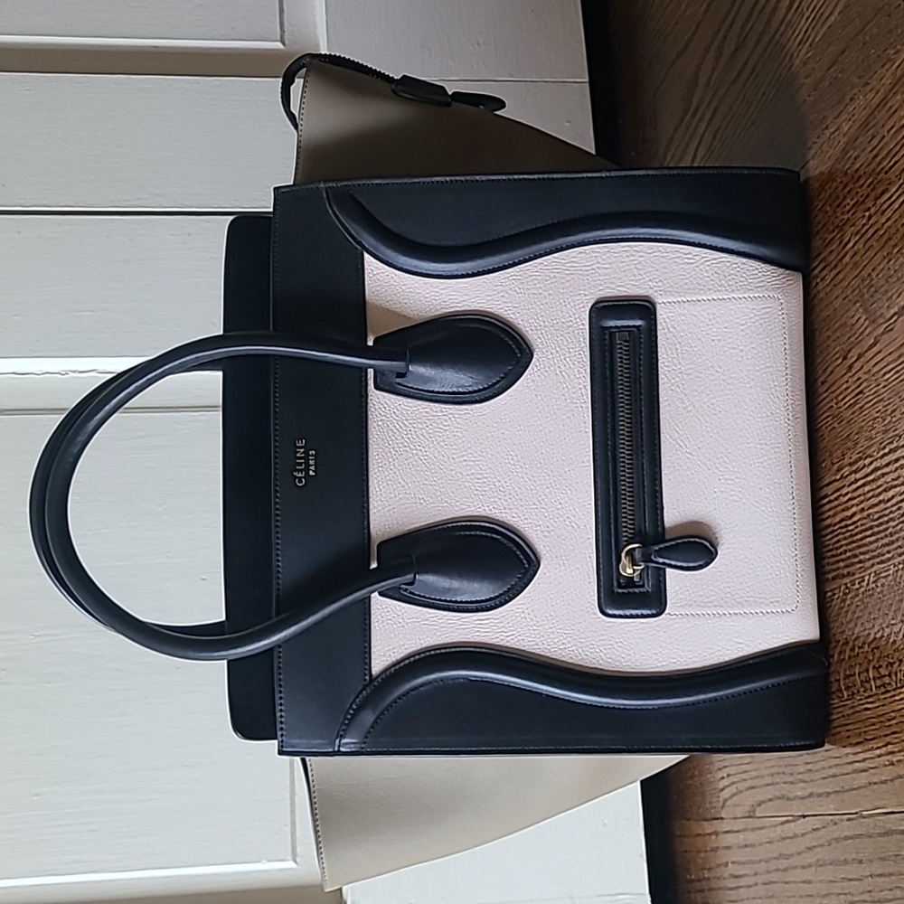 Celine Luggage Tricolor Suede Drummed Smooth Leather Mini Purse Bag